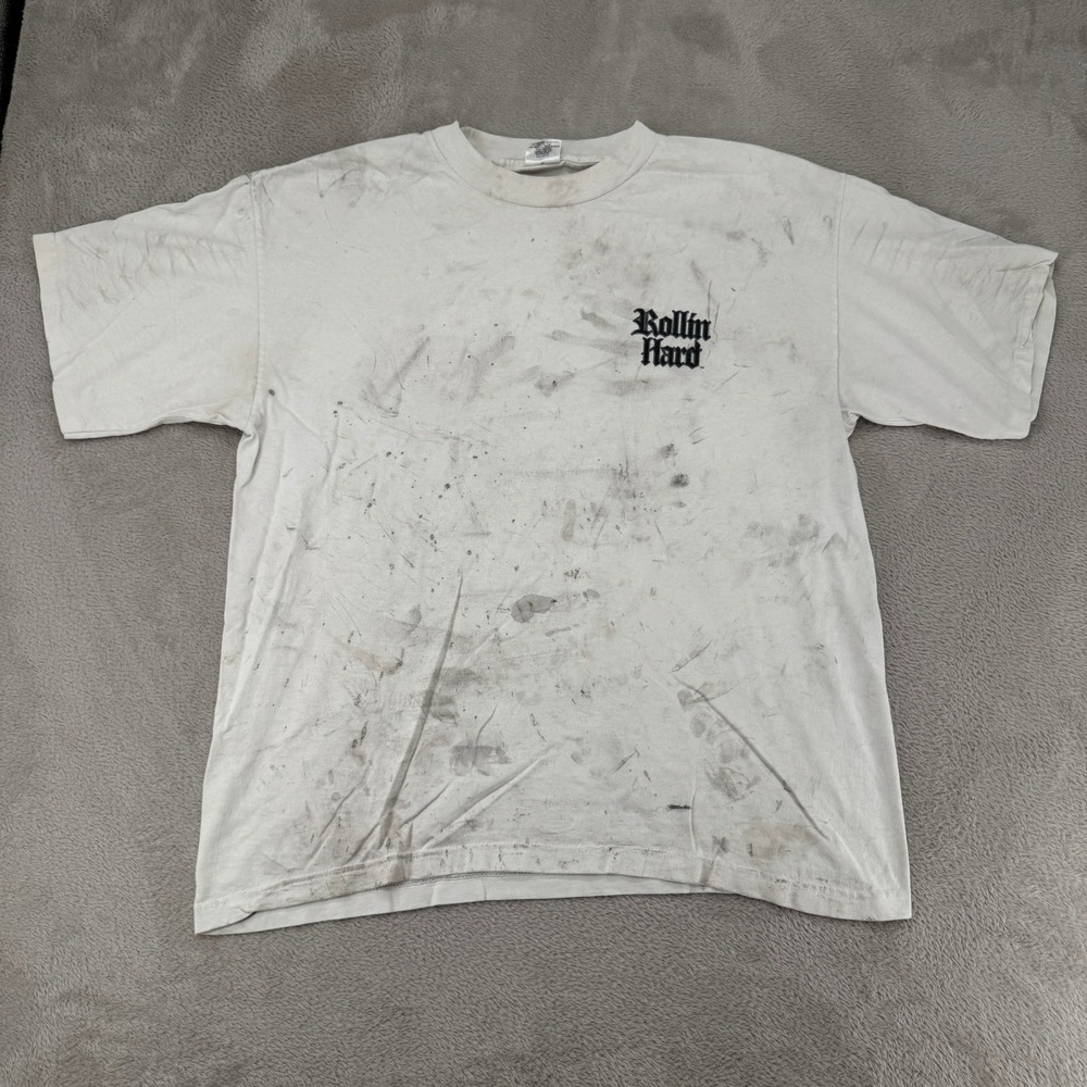 Vintage Murina Mens Rollin Hard Bustin Out Tour T Shirt XL White Preowned Stains